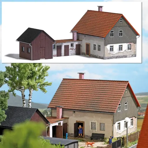 [BU1909] Maison avec remise en extension - Busch 1909 - HO 1/87