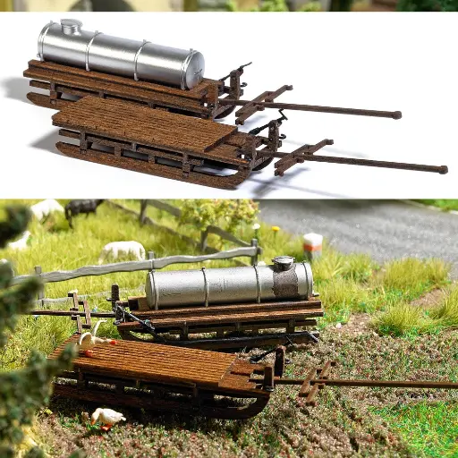 [BU1631] Lot de 2 traîneaux de transport - BUSCH 1631 - HO 1/87
