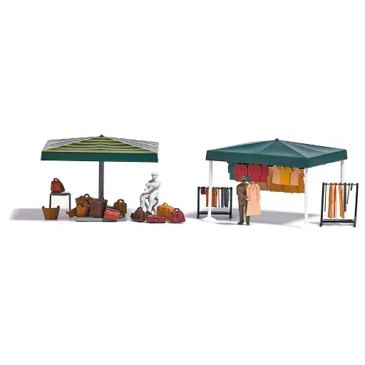 [BU1825] Pack de 2 stands de vêtements au marché Busch 1825 - HO 1/87