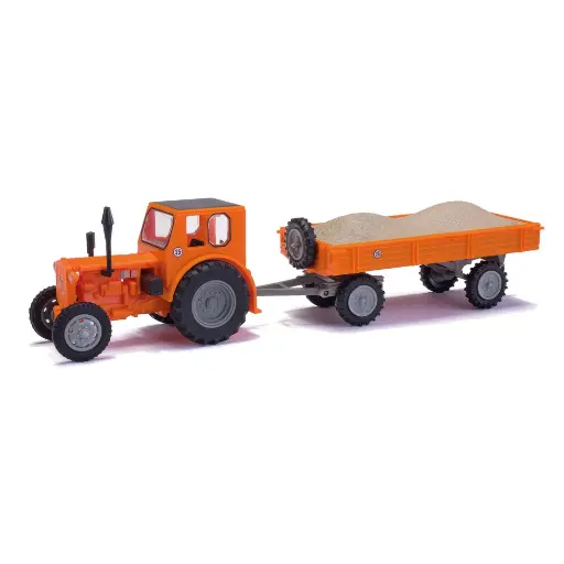 [BU210006436] Tracteur pionnier et remorque avec gravier Busch 210006436 - HO 1/87 -