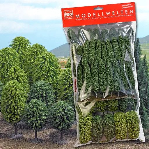 [BU9767] 65 Arbres feuillus - Busch 9767 - HO 1/87 - 65 à 120 mm de haut