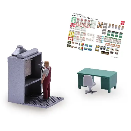 [BU79905] Peintre avec cabine - Coffret d'action scénette - Busch 79905 - HO 1/87