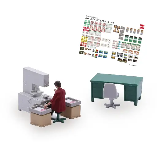 [BU79906] Machine de tampographie - Ensemble d'action scénette - Busch 79906 - HO 1/87