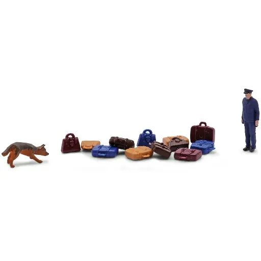 [BU79873] Police fédérale avec chien renifleur - Coffret d'action scénette - Busch 79873 - HO 1/87