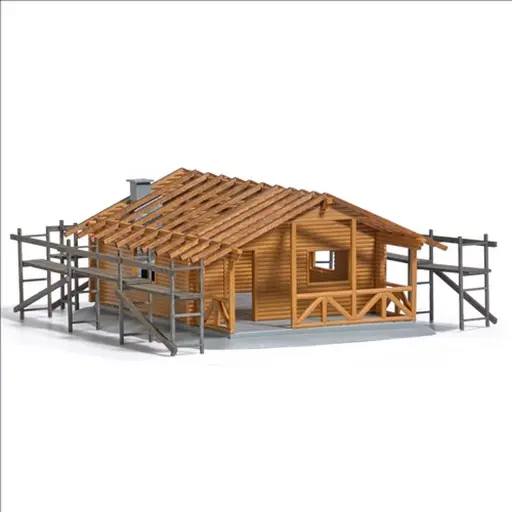 [BU1855] Cabane en rondins en construction - Busch 1855 - HO 1/87