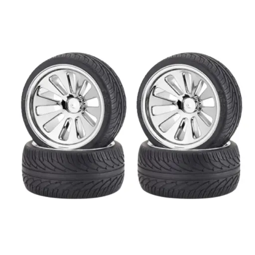 [CA500105200] Jeu de 4 pneus route chromés - Carson 500105200 - 1/10