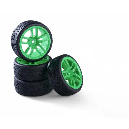[CA500900194] Jeu de 4 roues à 10 rayons vert fluo - Carson 500900194 - 1/10