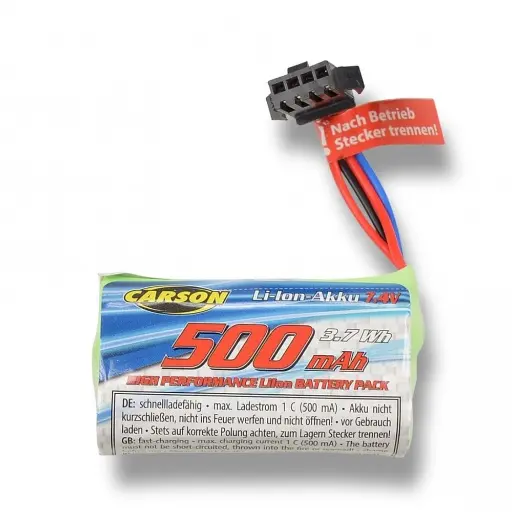 [CA500608286] LiIon Akku 500404304-6 avec connecteur JST-4 - 7,4V/500mAh - CARSON 500608286