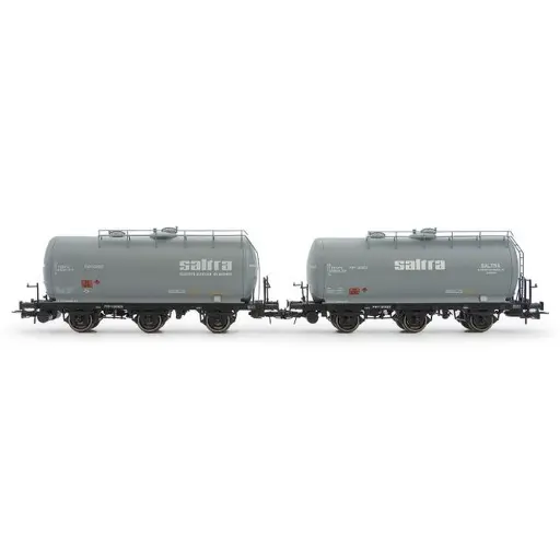 [ELHE6051] Coffret de 2 wagons citernes à 3 essieux, livrée Saltra - Électrotren HE6051 - HO 1/87 - RENFE - Ep IV - 2R