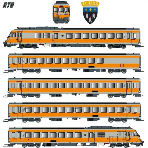 [EP221504S] Rame RTG 5 éléments N°37 dépôt de Caen - EPM 221504S - HO 1/87 - SNCF - Ep V - Digital sound - 2R