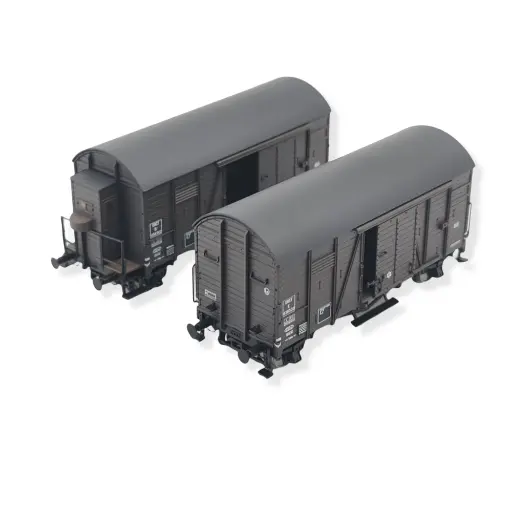 [EX20227] Set 2 Wagons Couverts - Brun - Oppeln - MAKETIS / EXACT TRAIN 20227 - SNCF - HO 1/87 - EP. III