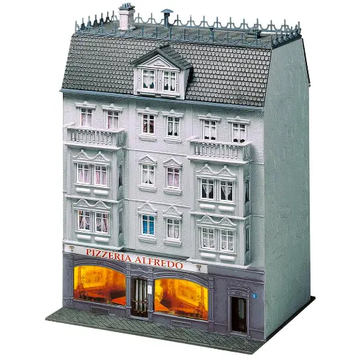 [FA130446] Immeuble avec Pizzeria Alfredo au rez-de-chaussée - FALLER 130446 - HO 1/87