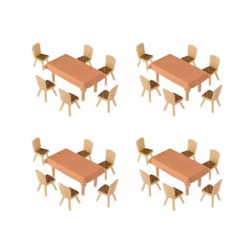 [FA180442] Lot de 4 tables et de 24 chaises - Faller 180442 - HO 1/87 - EP III