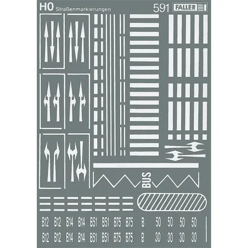 [FA180536] Signalisation horizontale des routes - Faller 180536 - HO - Décalcomanies