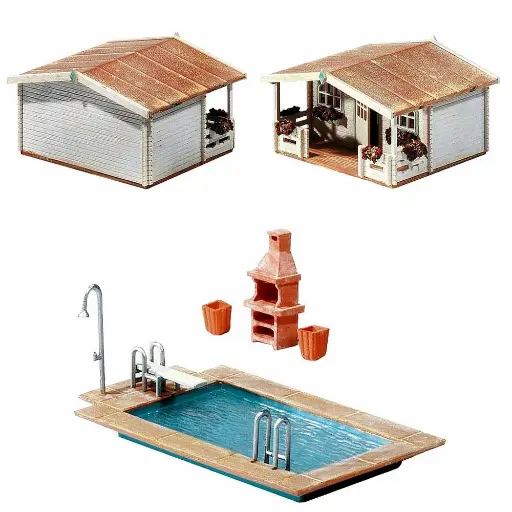 [FA180542] Piscine et abri de jardin - FALLER 180542 - HO 1/87 - EP III