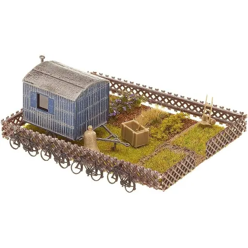 [FA180490] Jardin d'ouvrier avec mobile-home FALLER 180490 - HO 1/87