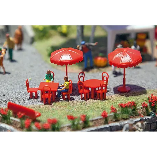 [FA180910] Parasols, tables, bancs  - FALLER 180910 - HO 1/87 - EP II