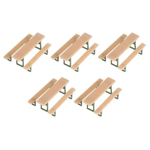 [FA180963] 5 tables et bancs de brasserie - Faller 180963 - HO 1/87