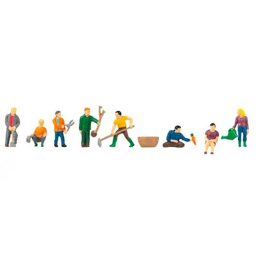 [FA151604] Lot de 8 personnages jardinant en famille Faller 151604 - HO : 1/87
