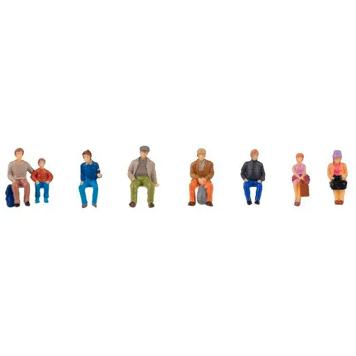 [FA151619] Lot de 8 personnages voyageurs assis Faller 151619 - HO : 1/87