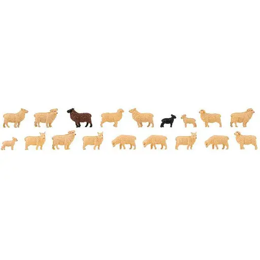 [FA151917] Lot de 18 animaux moutons domestiques Faller 151917 - HO : 1/87