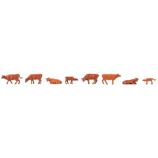 [FA151919] Lot de 8 animaux vaches rouges d'Angeln Faller 151919 - HO : 1/87