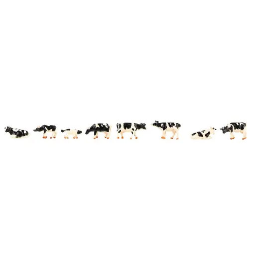 [FA155903] Lot de 8 vaches blanches tachetées noires - Faller 151903 - N 1/160