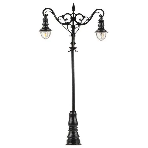 [FA180106] Lot de 3 lampadaires doubles avec LED - HO 1/87 - Faller 180106