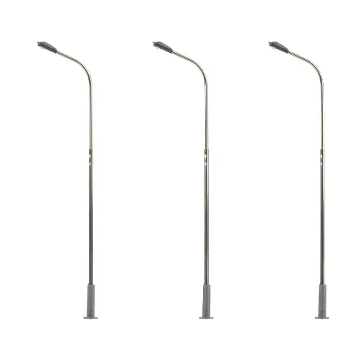[FA180100] Lot de 3 lampadaires simple avec LED - HO 1/87 - Faller 180100