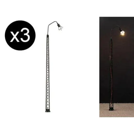 [FA180109] Set de 3 lampadaires à arc et mat métallique avec LED - HO 1/87 - Faller 180109
