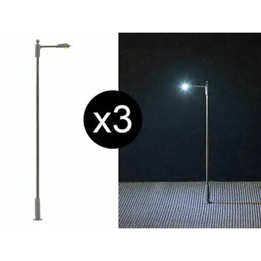 [FA180102] Set de 3 lampadaires modernes avec LED - HO 1/87 - Faller 180102