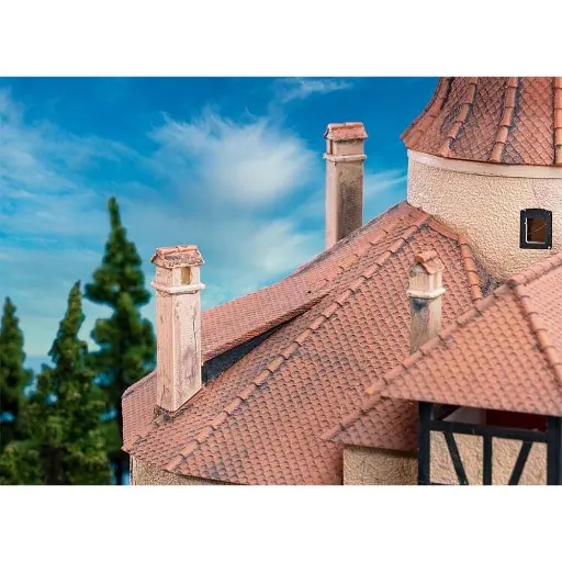 [FA180858] Lot de 4 cheminées à couronne en briques FALLER 180858 - HO 1/87 - EP I