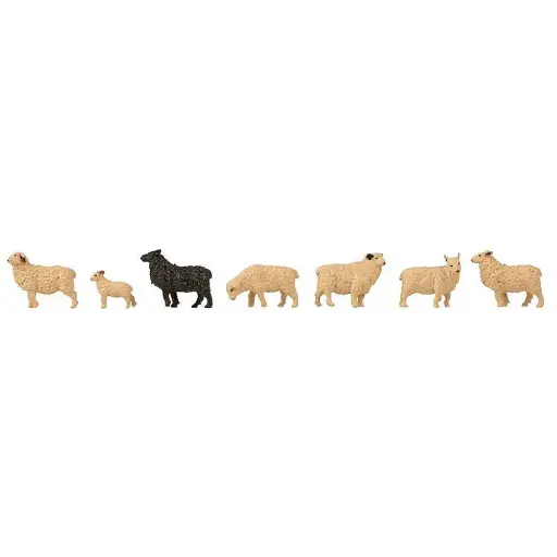 [FA272801] Lot de 8 figurines de moutons avec bruitage FALLER 272801 - N 1/160