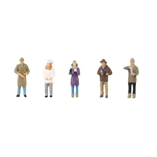 [FA151649] Set de 5 personnages "Vendeurs au marché de Noël" FALLER 151649 - HO 1/87
