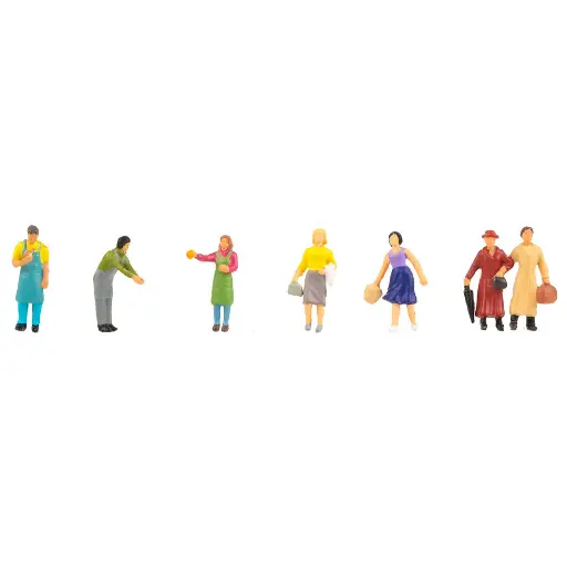 [FA151670] Lot de 7 personnages au marché hebdomadaire Faller 151670 - HO : 1/87