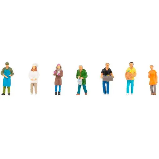 [FA151671] Lot de 7 personnages "marché hebdomadaire II" - Faller 151671 - HO 1/87