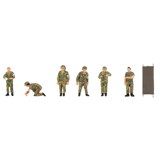 [FA151752] Six soldats ambulanciers avec une civière - Faller 151752 - HO 1/87e