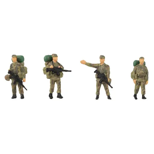 [FA151753] Lot de 4 soldats avec bagages Faller 151753 - HO : 1/87