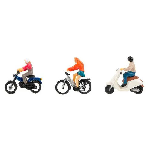 [FA151801] Lot de 3 personnages en 2 roues - Faller 151801 - HO 1/87