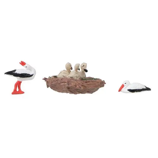 [FA180239] Lot de figurines cigognes et nid avec bruitage FALLER 180239 - HO 1/87