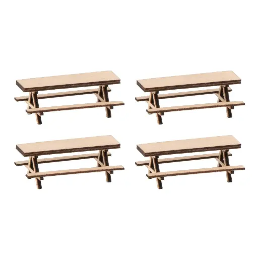 [FA180304] Pack de 4 bancs de pique-nique Faller 180304 - HO : 1/87 - EP IV - 26 x 16 x 10 mm
