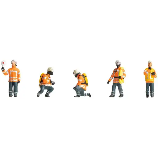 [FA151679] Lot de 5 pompiers époque IV - Set n°3 - Faller 151679 - HO : 1/87 -