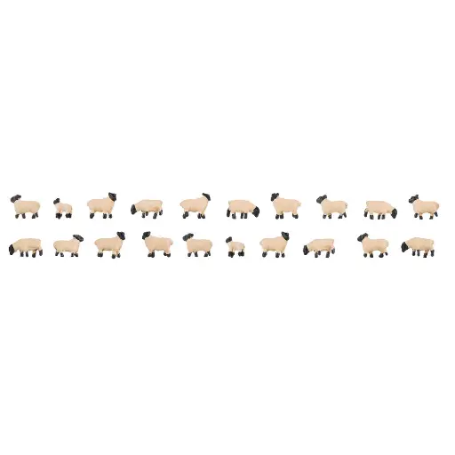 [FA155906] Animaux miniature | Set 20 moutons tête noir Faller 155906 - N : 1/160