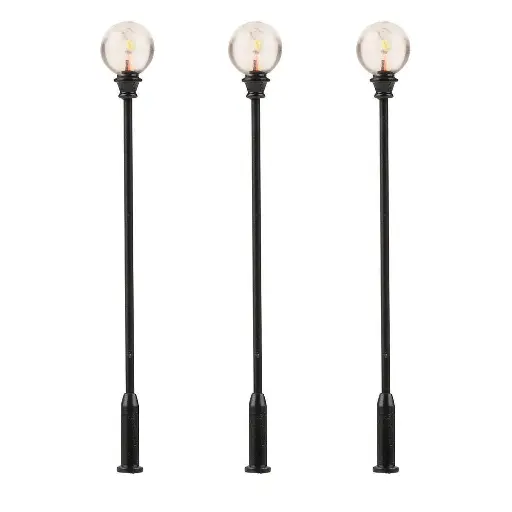 [FA180113] Set 3 Lampes boules classiques à LED Faller 180113 - HO1/87 - hauteur 71  mm