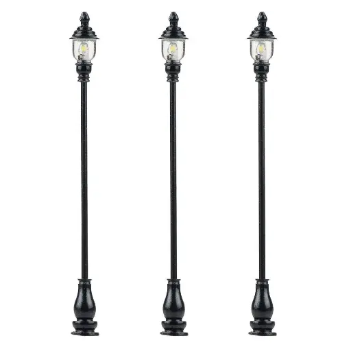 [FA180116] Set de 3 lanternes de parc à LED Blanc chaud FALLER 180116 - HO 1/87 - H : 63 mm