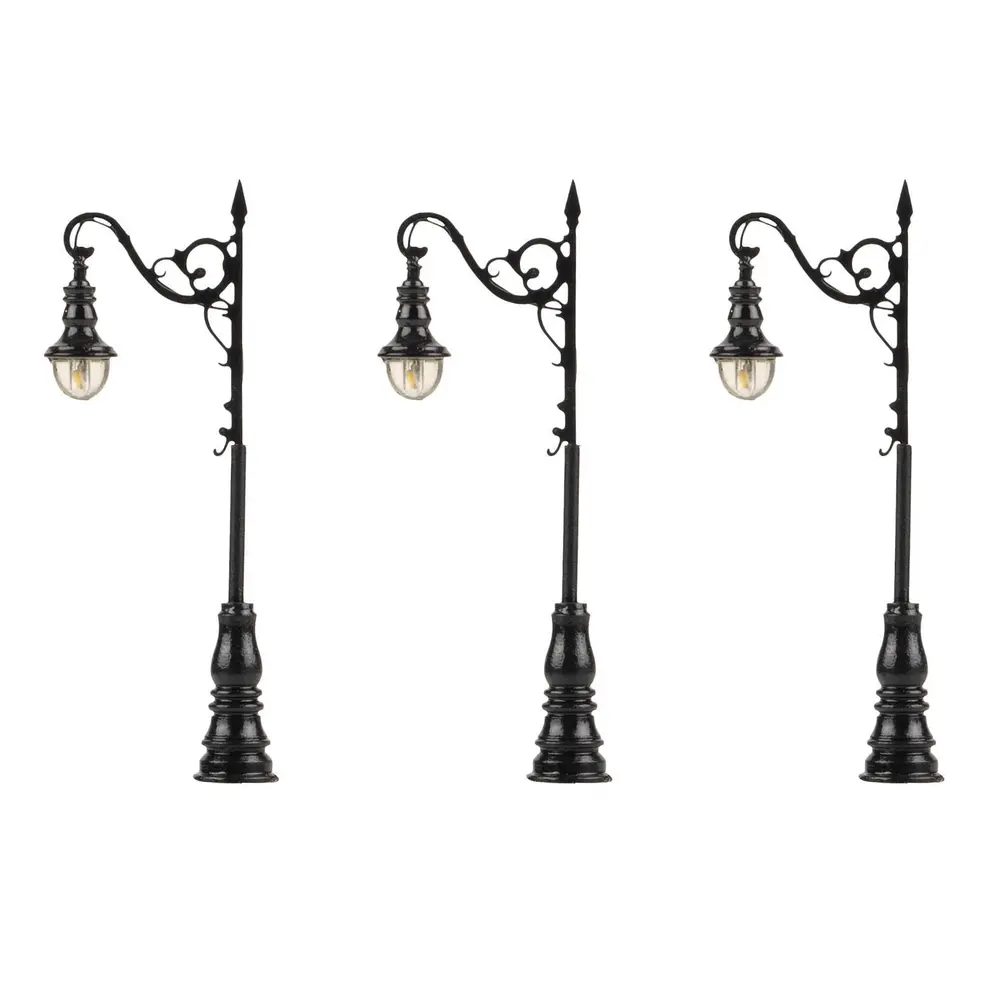 Set 3 Lanternes à arc à LED 1 branche Faller 272131 - N 1/160 - hauteur 65 mm