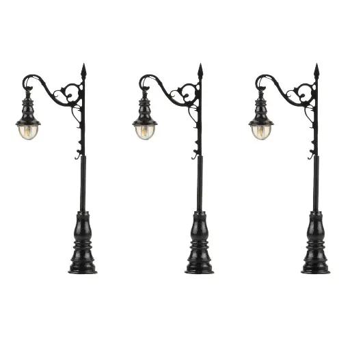 [FA272131] Set 3 Lanternes à arc à LED 1 branche Faller 272131 - N 1/160 - hauteur 65 mm