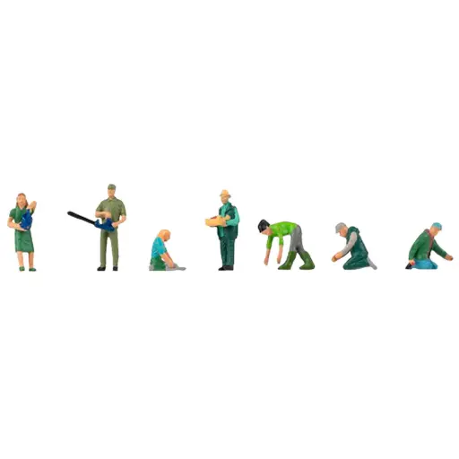 [FA151678] Lot de 7 Jardiniers - Figurine - FALLER 151678 - Échelle HO 1/87