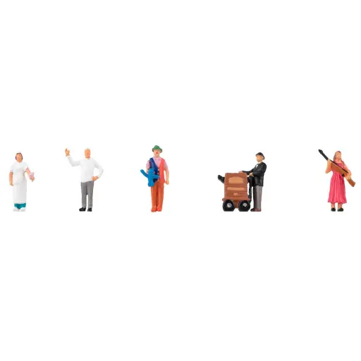 [FA151850] Pack de 5 Personnels de la fête foraine - Figurine - FALLER 151850 - Échelle HO 1/87ème