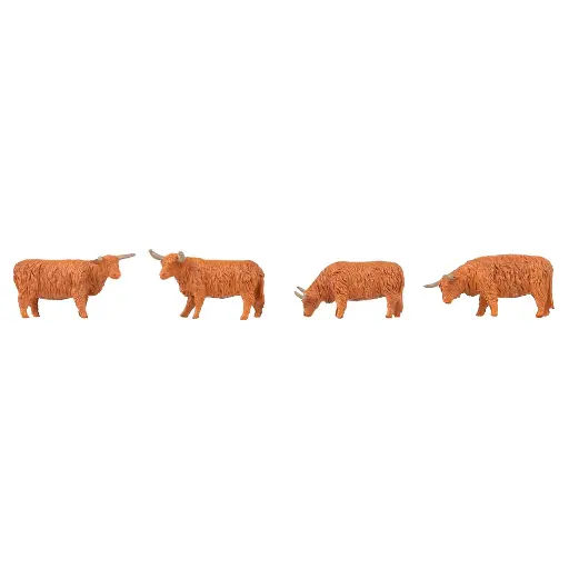 [FA151926] Lot de 4 Bovins Highland - Rouge - Faller 151926 - HO 1/87